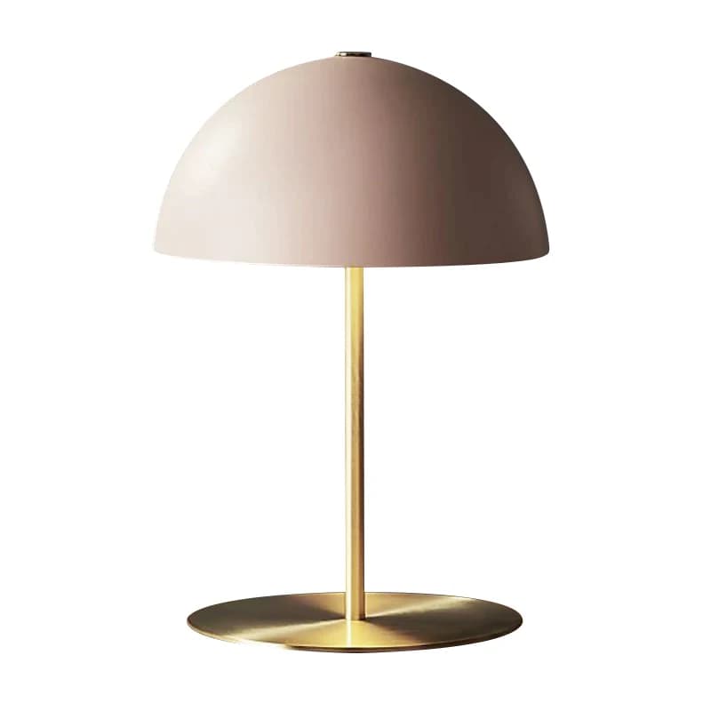Lampada da Tavolo Moderna con Paralume a Fungo Rosa, Base Dorata, per Camera da Letto dei Bambini, Comodino e Scrivania