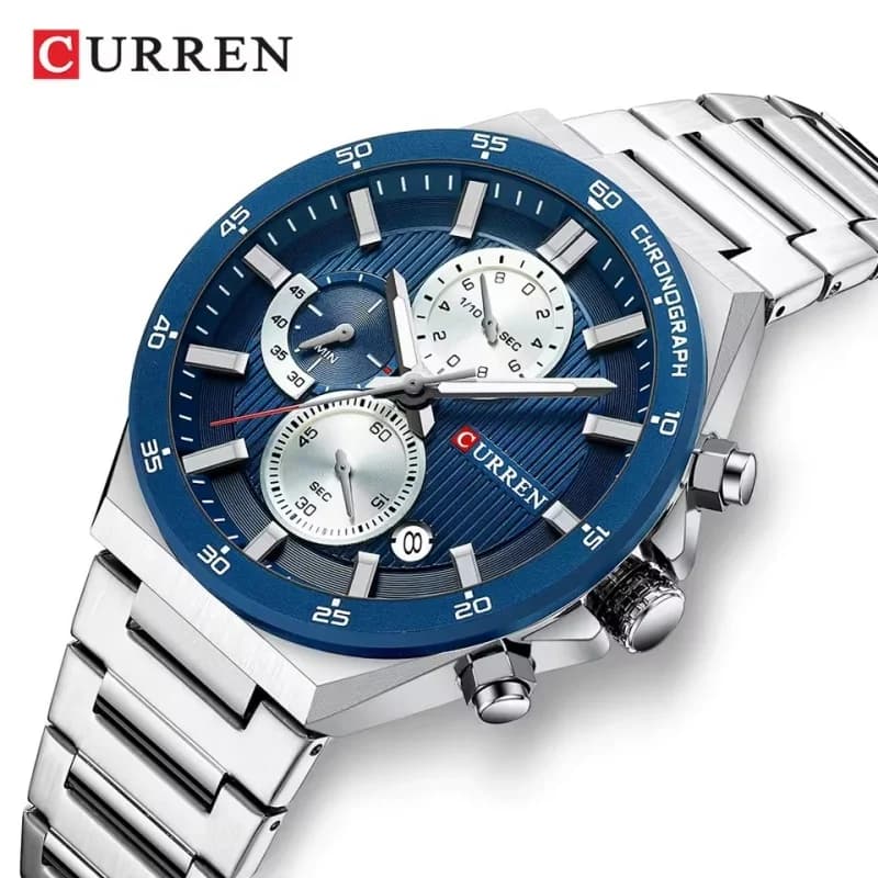 CURREN 8481 Orologio al quarzo di lusso unisex con calendario impermeabile, orologio sportivo da uomo a sei lancette