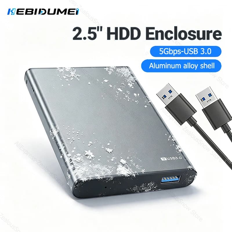 KEBIDUMEI 2.5 Inch Hard Drive Enclosure USB3.0 5Gbps To SATA External Aluminum HDD Case ABS Adapter for 2.5" 7mm 9.5mm SATA HDD