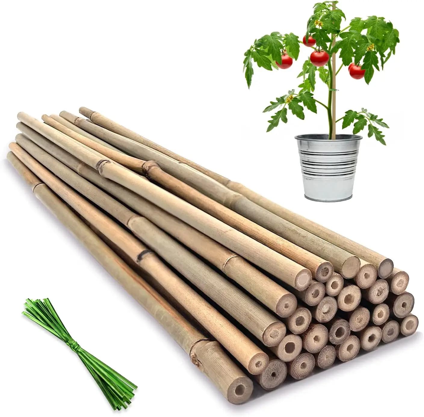 Plant Stakes,18 Inches Natural Garden Bamboo Sticks,20Pcs Plant Support Stakes for Tomatoes,Beans,Vegetable and Potted Plants