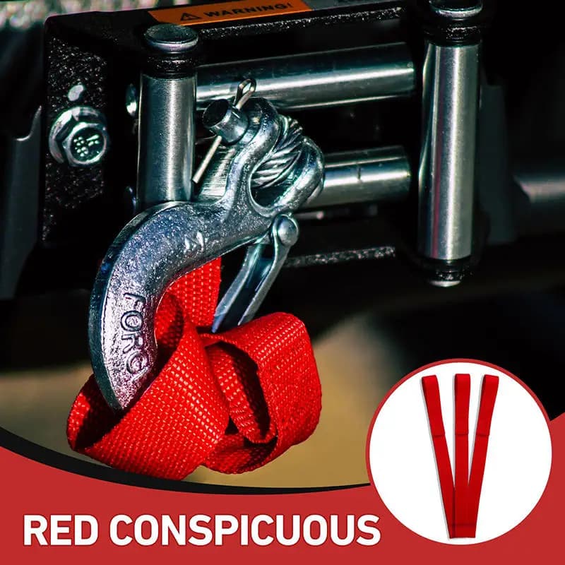 Heavy duty nylon car towing strap, 1 piece/3 pieces, with red winch hook, towing strap with protective rings