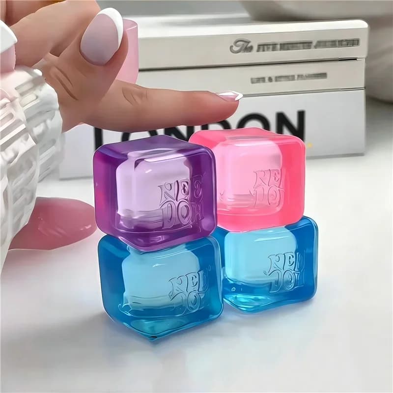 Needoh Nice Ice Baby 4 Pack Teenie Ice Cube Stress Balls Solid Clear Cube Fidget Toys for Anxiety Relief For Sensory Adults Kids