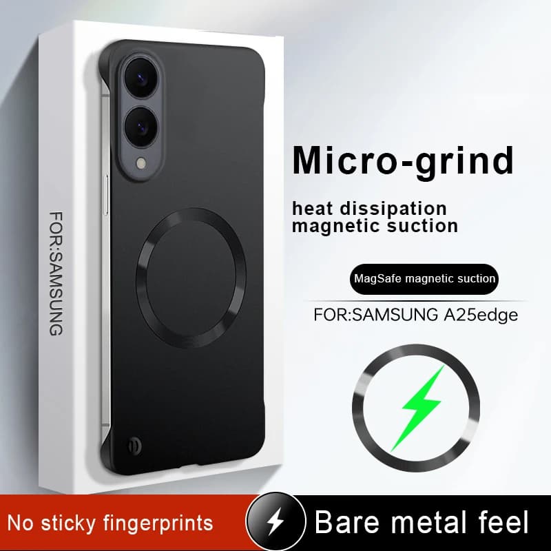 Per Samsung S25 Edge Custodia Magsafe con vernice metallizzata opaca ultra sottile per Galaxy S25edge Cover rigida per PC con ricarica wireless magnetica