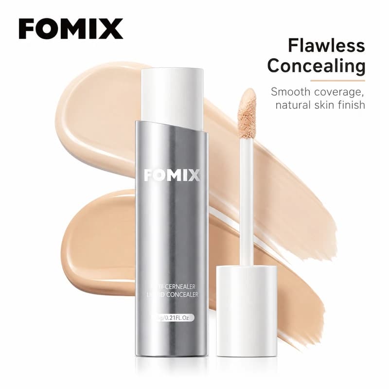 FOMIX Liquid Concealer Full Coverage Waterproof Under Eye Dark Circle Corrector Long Lasting Makeup for Blemishes Natural Finish