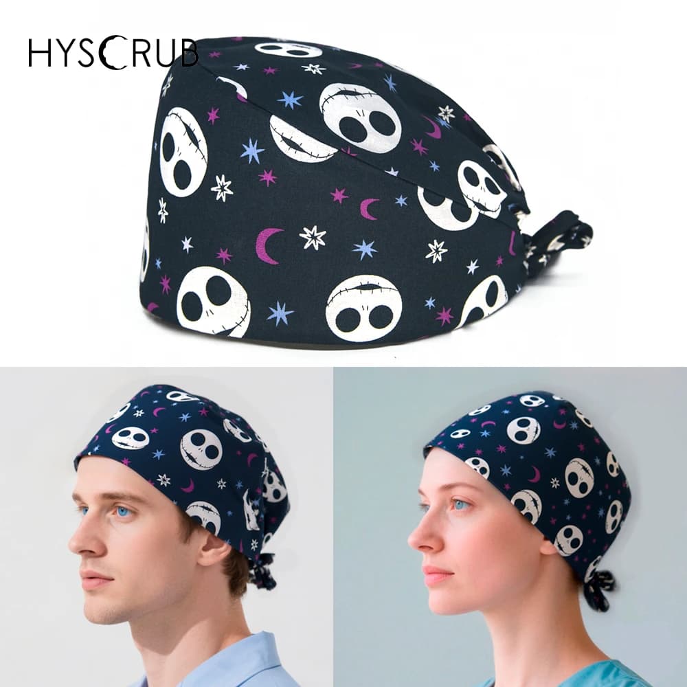 Halloween Printed Scrub Hats 2025 Surgical Operating Room Male And Female Surgical Caps Lab Unisex Medical Scrubs Cap