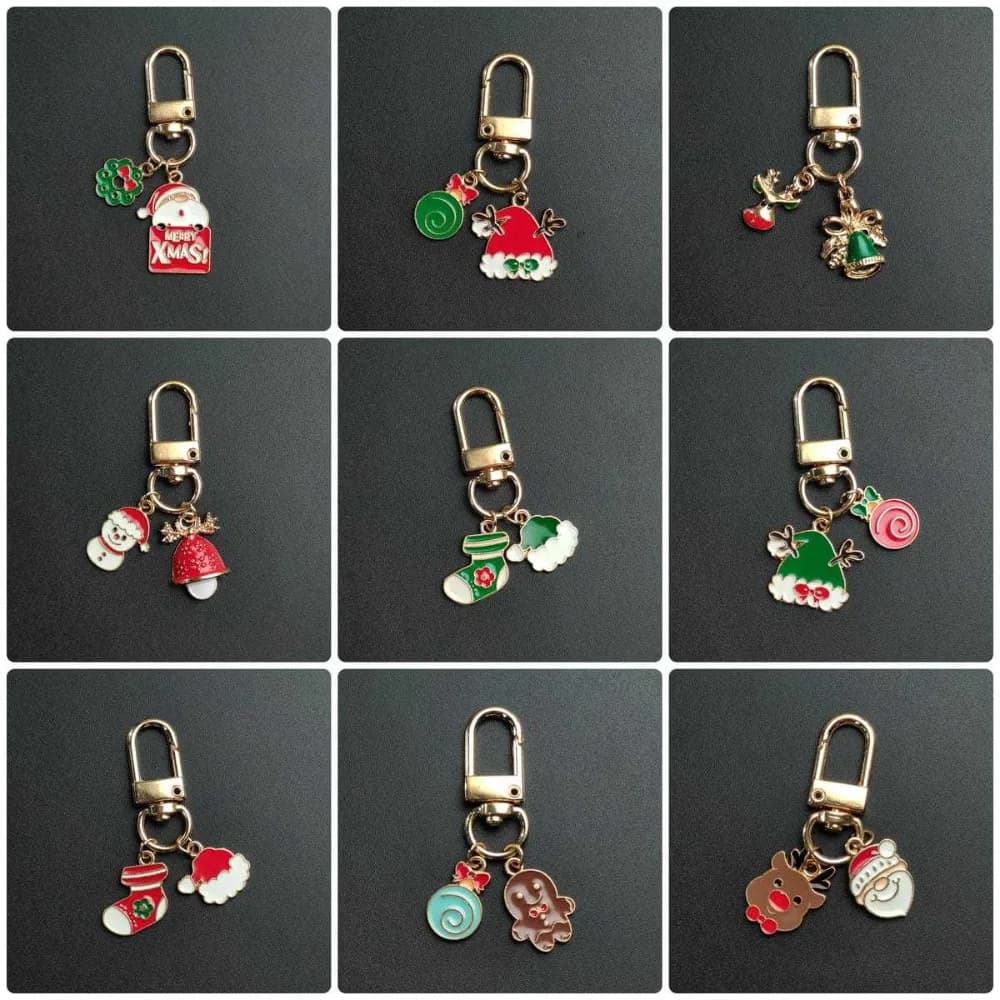 Mini Christmas Keyring in the shape of Cartoon Animato, Custody for Auricolari with Santa Claus and Snowflake, Pendant for Bag, Keychain for Auto, Nice Gift for Fashion