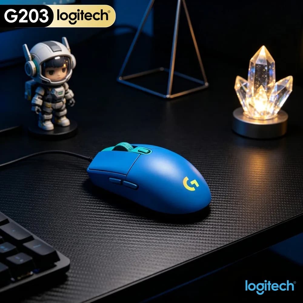 Logitech G203 Wired Gaming Mouse Smooth Usage Customizable RGB Modes Anti‑Slip Pads USB For Notebook Tasks