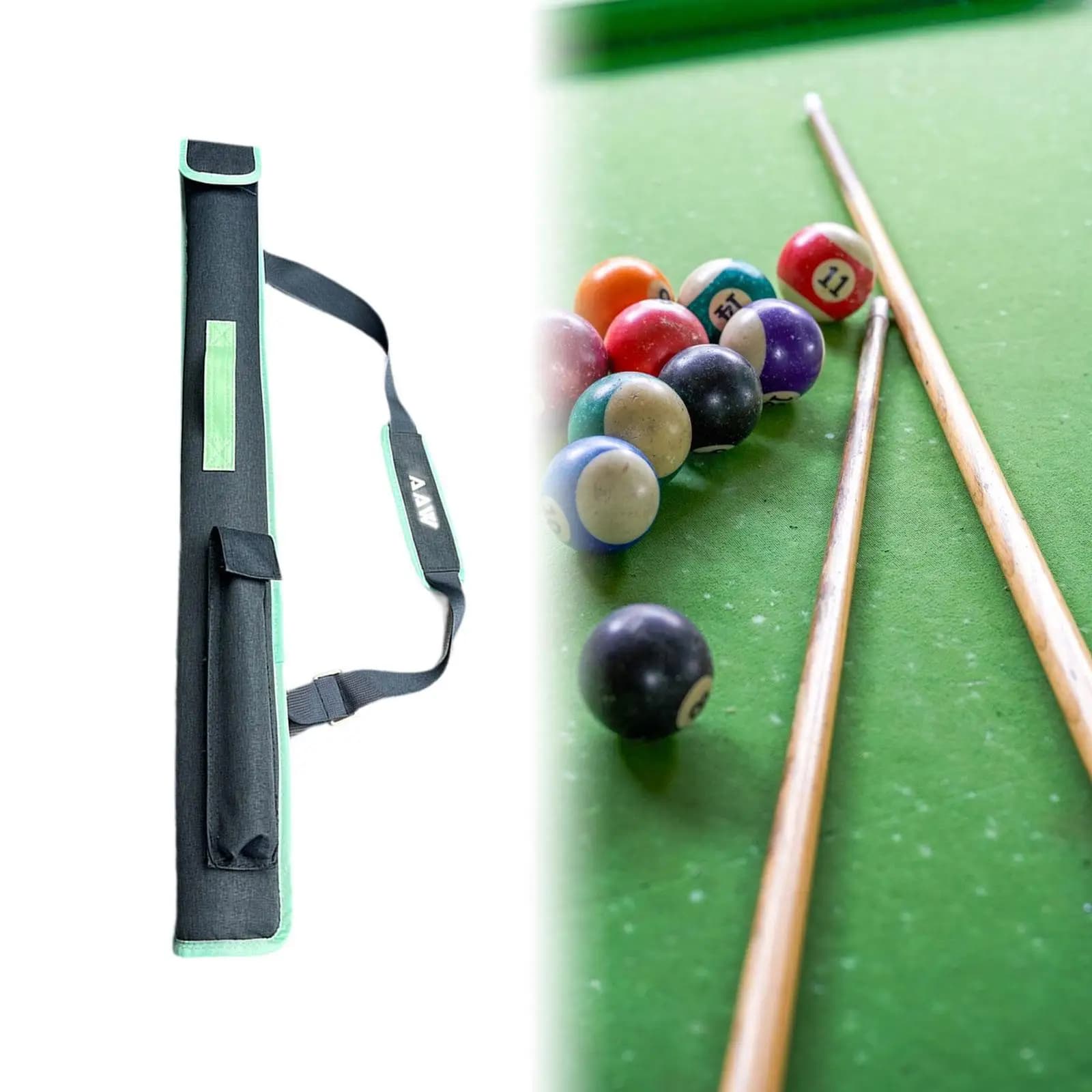 Oxford Cloth Billiard Cue Bag with Handle Lightweight 9 Stick Capacity Pool Case for Accessory Storage and Club Organization