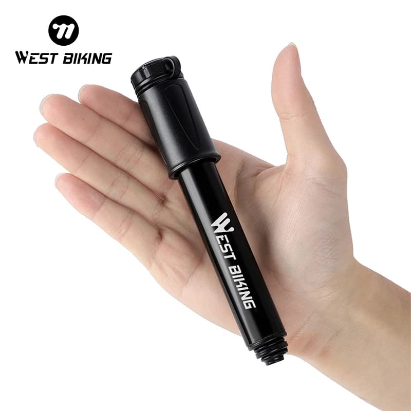 WEST BIKING Mini Pompa per Bici 100PSI Valvola Schrader Presta MTB Pompa per Ciclismo su Strada Pompa di Aria a Mano per Bicicletta in Lega di Alluminio Gonfiatore per Pneumatici
