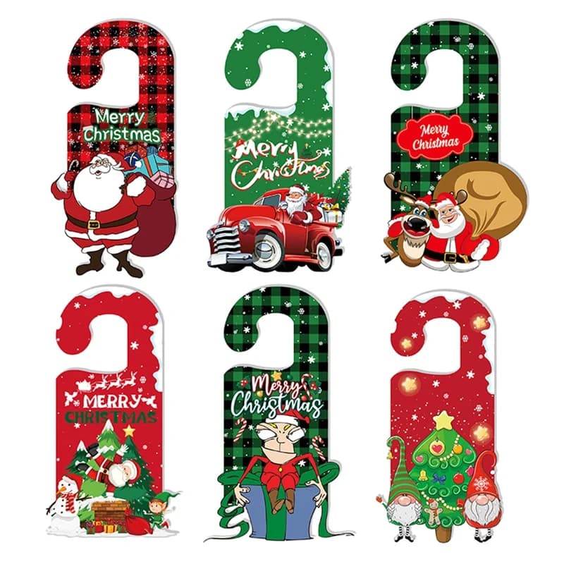 6Pcs Christmas Doorknob Hanger Decoration Christmas Doorknob Ornament Sign Christmas Door Handle Pendant facile da usare