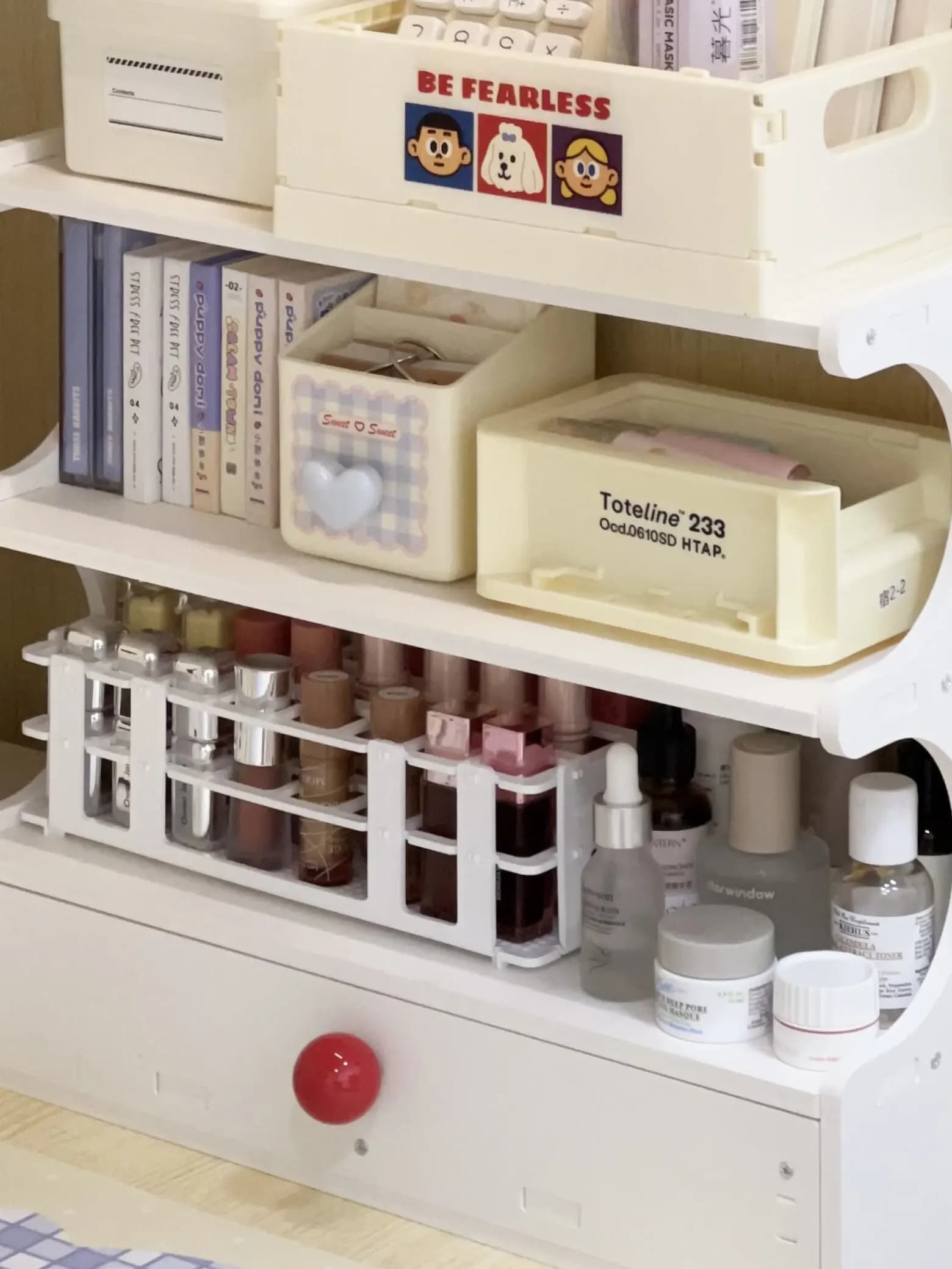 Organizer da Scrivania Dormi per Cosmetici e Cancelleria, Stile INS, per Studenti, con Scomparti a Strati per Note Adesive