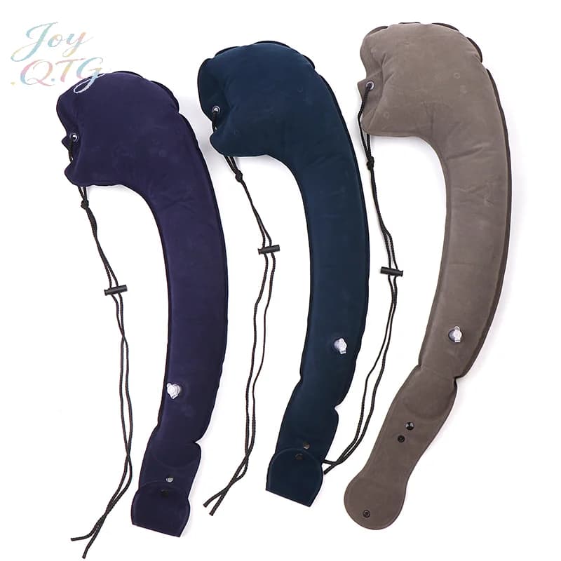 Cuscino gonfiabile in PVC per il collo, supporto per la testa e il mento, portatile, ideale per viaggi, riposo laterale e pisolini.
