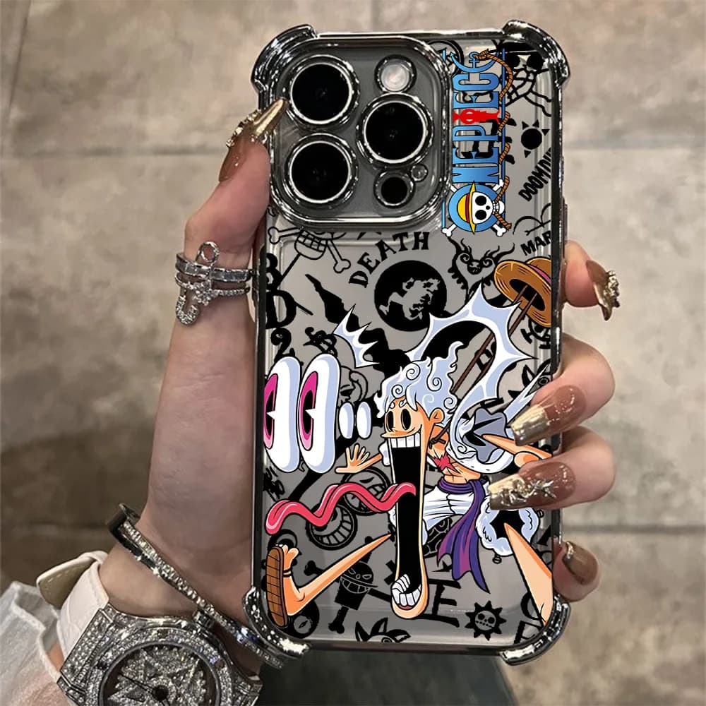 Cool Anime OneS PieceS Plating Phone Case For Xiaomi Poco X8 M7 F7 F4 F5 X7 X6 X5 X3 Pro Max 4G 5G Anti Fall Airbag