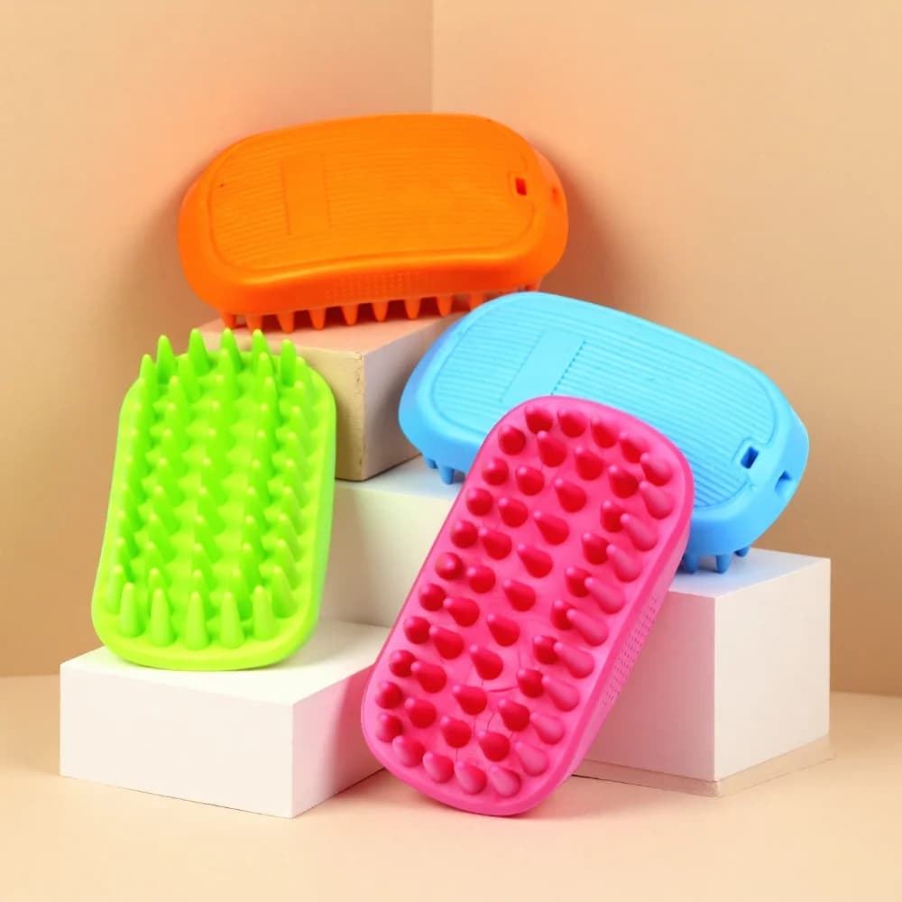 Spazzola da Bagno per Animali Domestici in Silicone Morbido, Strumento Flessibile per Massaggio e Rimozione Peli, Spazzola per Pulizia Profonda e Toelettatura Quotidiana per Cani e Gatti