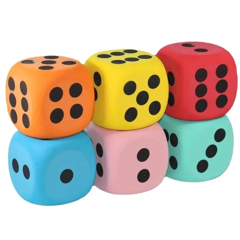 1/6 pezzi Dadi in schiuma da 80 mm, grandi, a sei lati, per bambini, giocattolo per il conteggio, ausili didattici per la classe, giochi da tavolo, insegnamento della matematica in classe