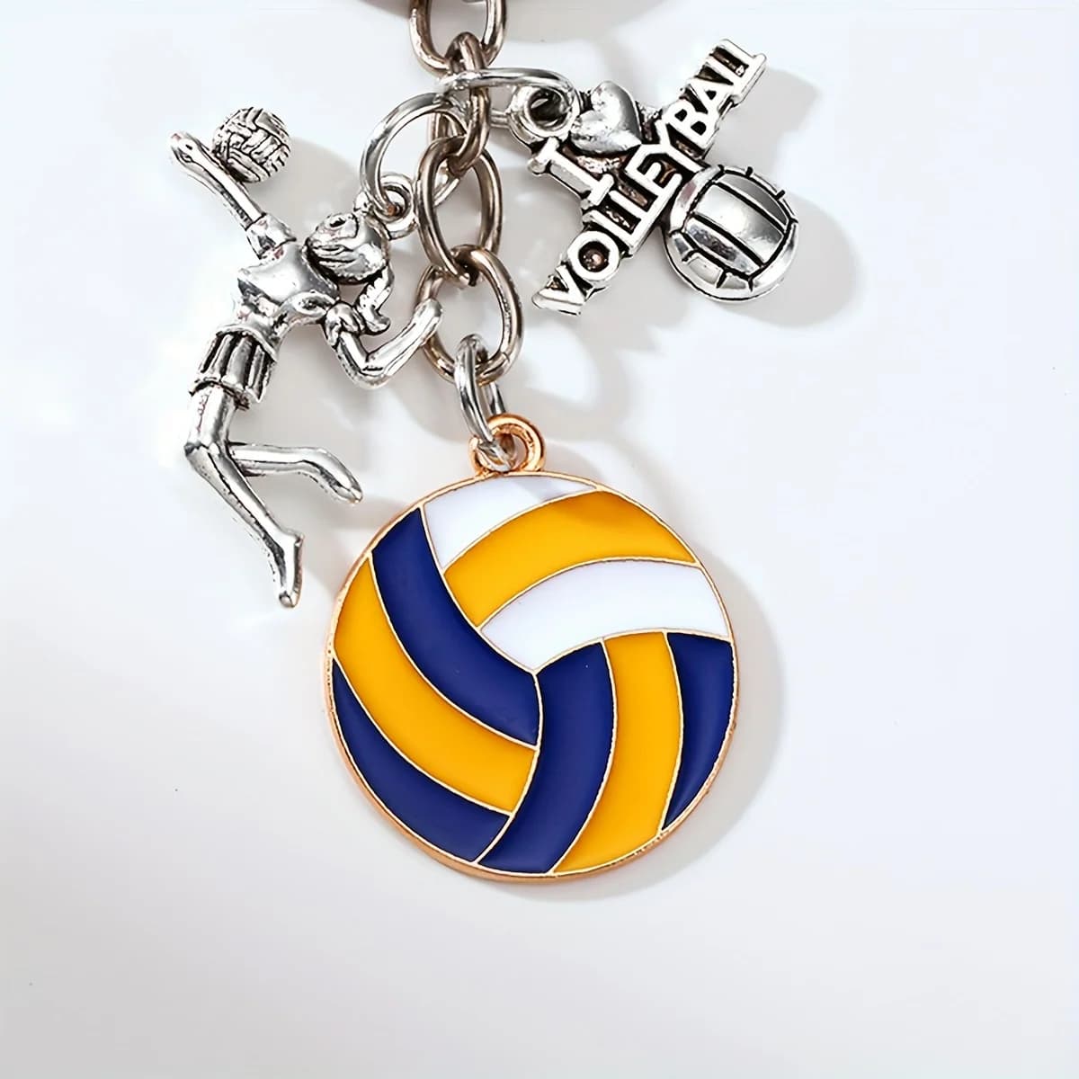 1pc Volleyball Sports Theme Keychain, Alloy Material, with Volleyball, I Love Volleyball Pendant, Car Decoration, Bag Decoration, Gift for Athletes and Fans