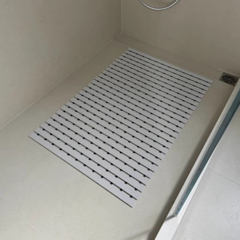 Anti-Slip Bathroom Mat, Waterproof Shower Floor Pad with Drain Holes, Quick Dry Toilet Bathtub Door Mat for Home Hotel Safety