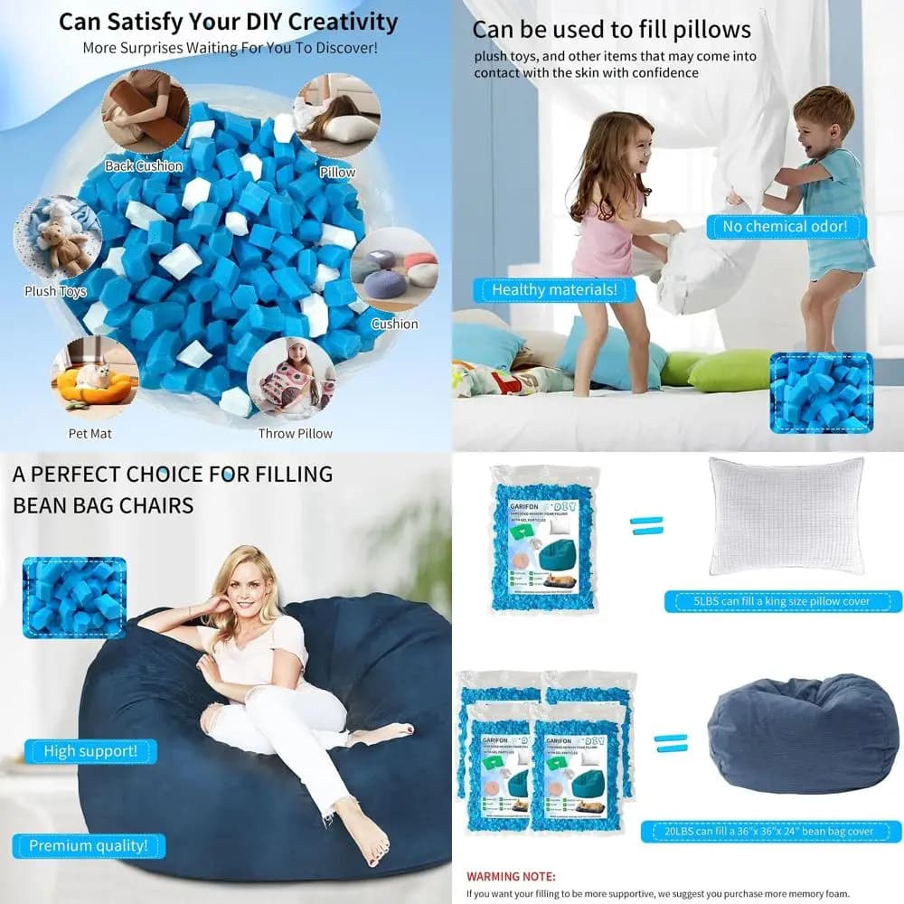 Filling for 60-pounder ottomans, Bearing padding, Pouf padding, Smoothed foam padding, Boxing bag filling, Snail loading or filling for Pouf Ottoman