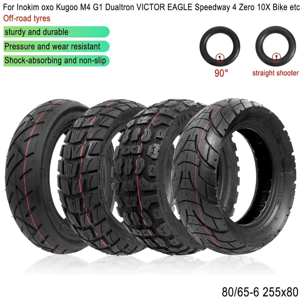 80/65-6 Pneumatico Fuoristrada Interno Esterno 255x80 Ruota Gonfiabile Parte del Pneumatico per Kugoo M4 Pro Speedual Grace 10 Zero 10X Scooter Elettrico
