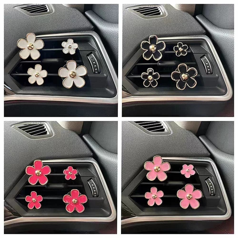 4 pz/set Presa Auto Vent Profumo Pinze Deodorante Per Auto Condizionamento Aromaterapia Piccola Margherita Decorazione di Interni Accessori