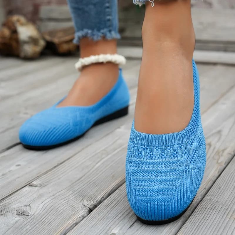 Scarpe basse da donna in maglia tinta unita - eleganti ballerine - mocassini casual con punta tonda - scarpe estive da donna - taglia 43 (grande)