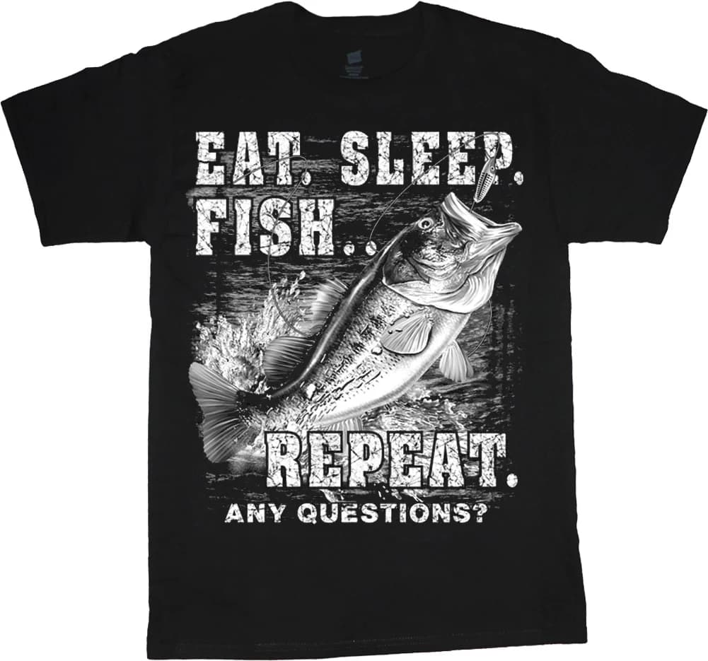 Men's Fishing T-Shirt – Eat, Sleep, Fish & Bass Decal Gift
