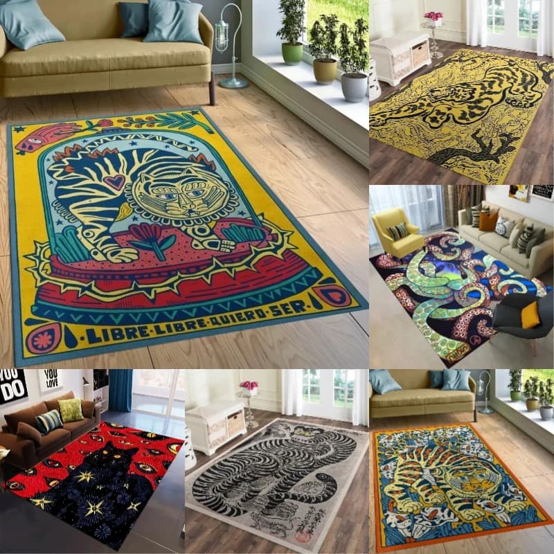 Tappeto decorativo astratto per soggiorno - Tappetino da comodino per camera da letto nordica per area per il tempo libero Tavolino da caffè Tappeto morbido Decorazioni per la casa