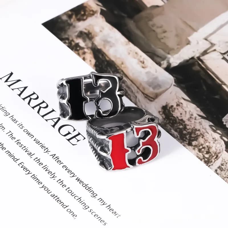 New stainless steel men's ring with oil dripping Trend Irregular number 13 niche ring SA1224