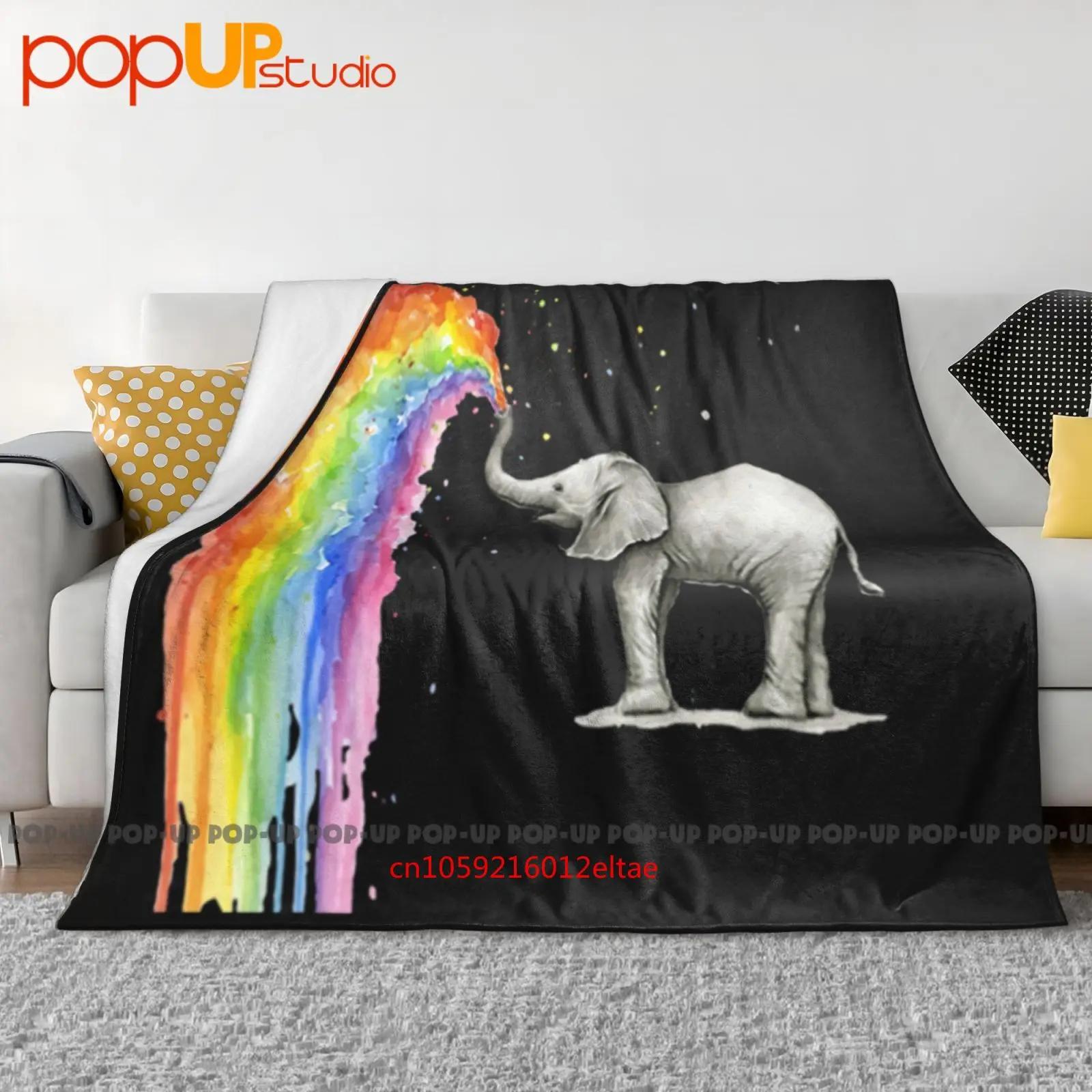 Copripiumino per coperta ultra morbida arcobaleno con spruzzatura di elefanti per bambini