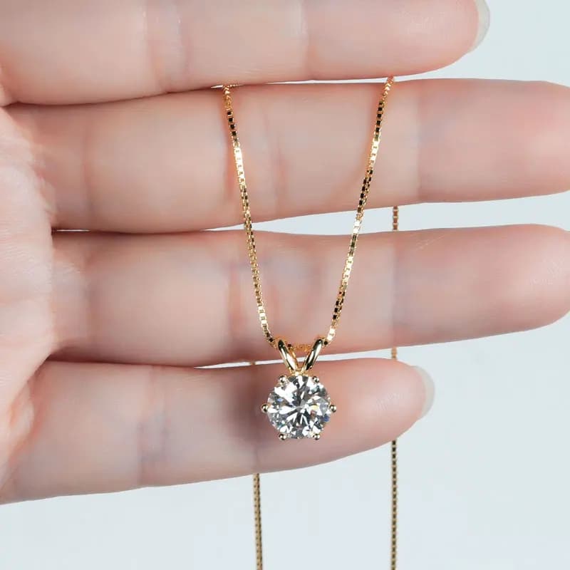 Collana classica con ciondolo Moissanite 0,5 CT-5CT D Catena regolabile in argento 925 per donna con certificato 2CT 3CT 4CT Lab Diamond