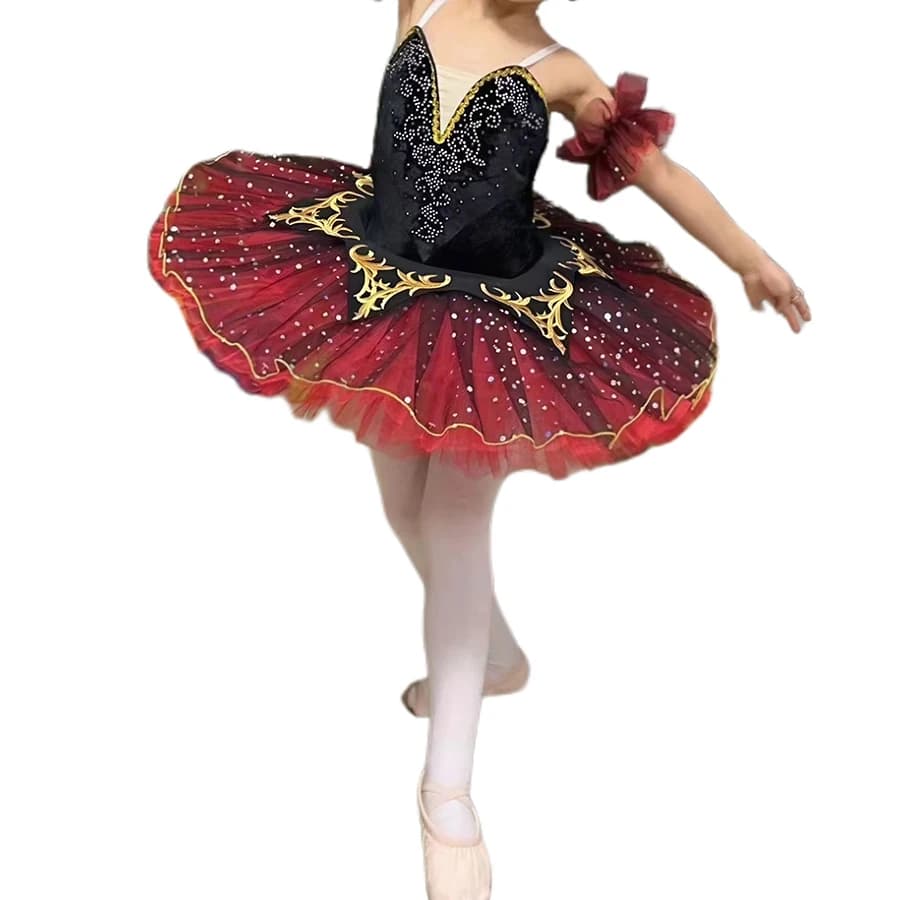 Donne adulte Nero Rosso Tutu professionale La Esmeralda Tutu di balletto Piatto Pancake Tutu Vestito Ragazze Bambini Ballerina Costume da festa