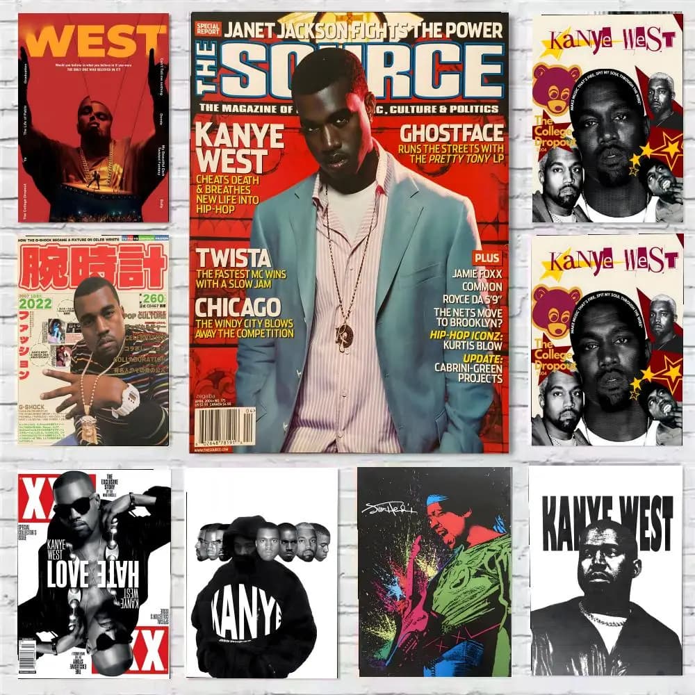 Poster del rapper hip-hop K-Kanye West, stampa artistica da parete, adatta per soggiorno, camera da letto, bar, salotto, decorazione per la casa, regalo