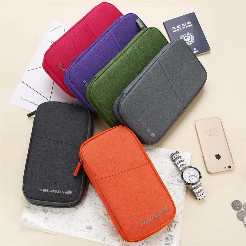 Large Capacity Travel Passport Bag Multi-Function Card Holder Handheld Document Wallet Long Size Luggage Ticket Money Clip