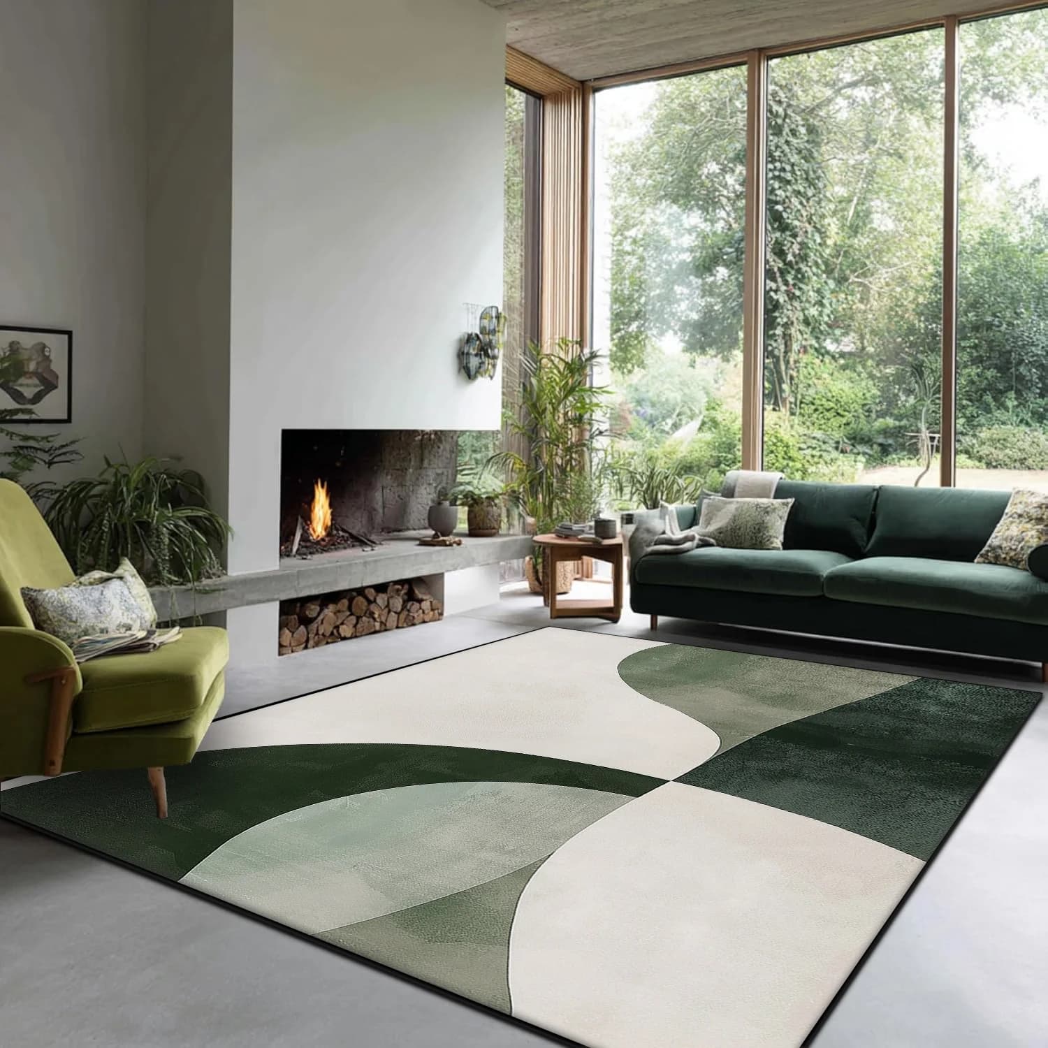 Tappeto Verde di Lusso Leggero per Casa, Decorazione Soggiorno, Moderno Tappeto per Sala, Divano, Camera da Letto, Grande Tappeto da Pavimento