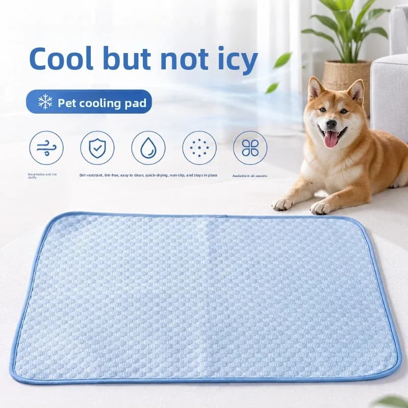 Summer Ice Silk Cooling Pet Mat Thick Breathable Dog Bed Extra Large Pad Non-Slip Washable Pet Cooling Sheet for All Dogs Cats