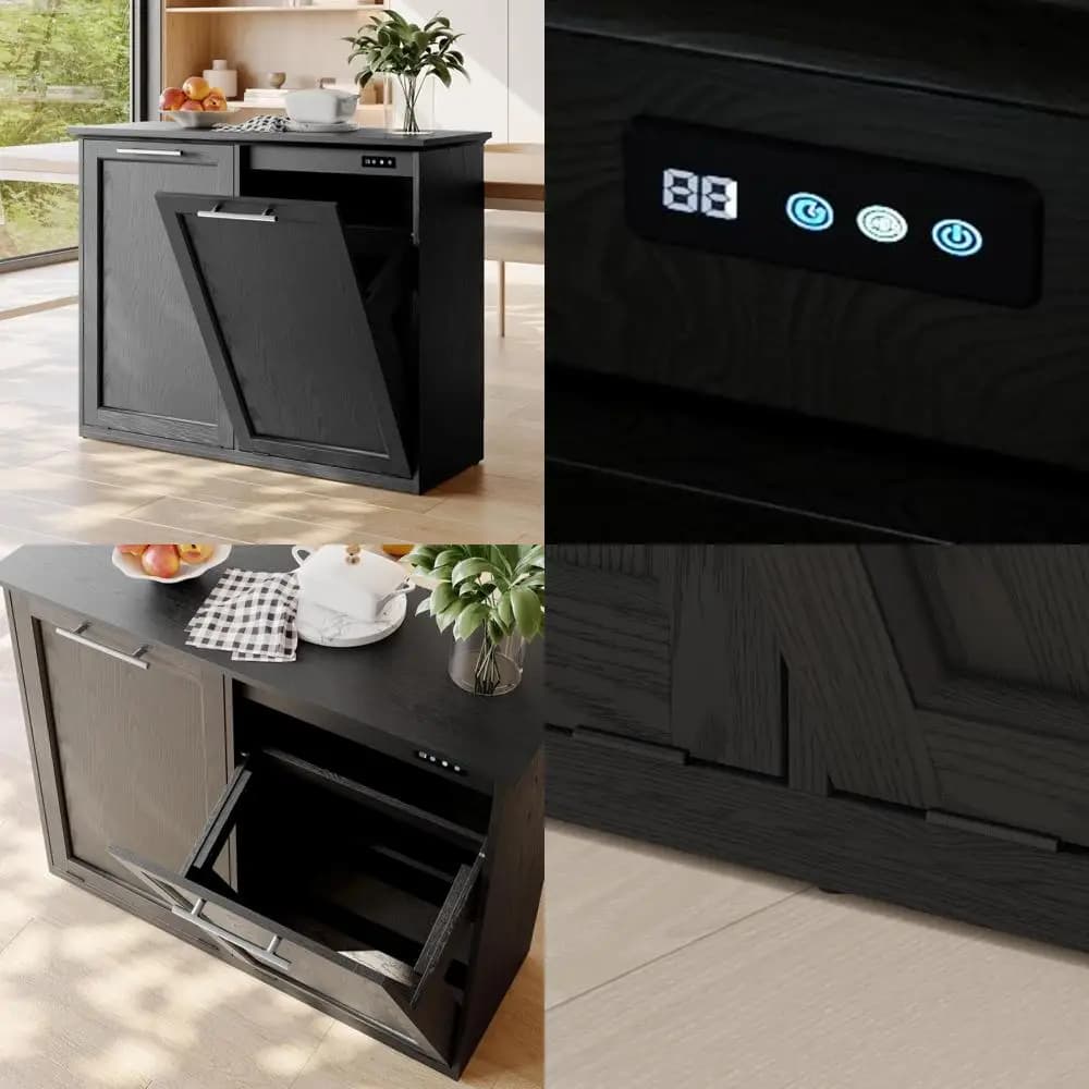 Armadietto per pattumiera in legno a installazione rapida con funzione deodorante per cucina e sala da pranzo, elegante soluzione per riporre i rifiuti