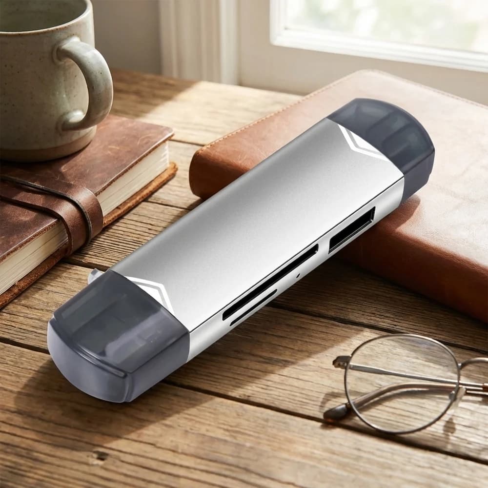 Multifunction Card Reader 6 in 1 USB 3.0 High Speed Type-C Micro USB Universal for Cell Phones and Computers
