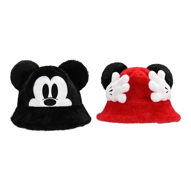 Cappello in peluche Disney Topolino Cappello da pescatore da strada alla moda carino Accessori anime Regalo di Natale