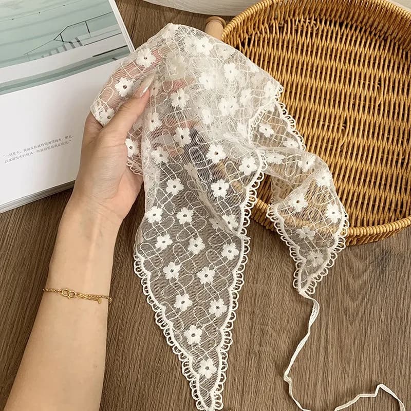 Lace Scarf Multifunctional French Headband Hair Band Triangle Shawl Waist Belt Corset Rustic Spring Style Soft Premium for Women
