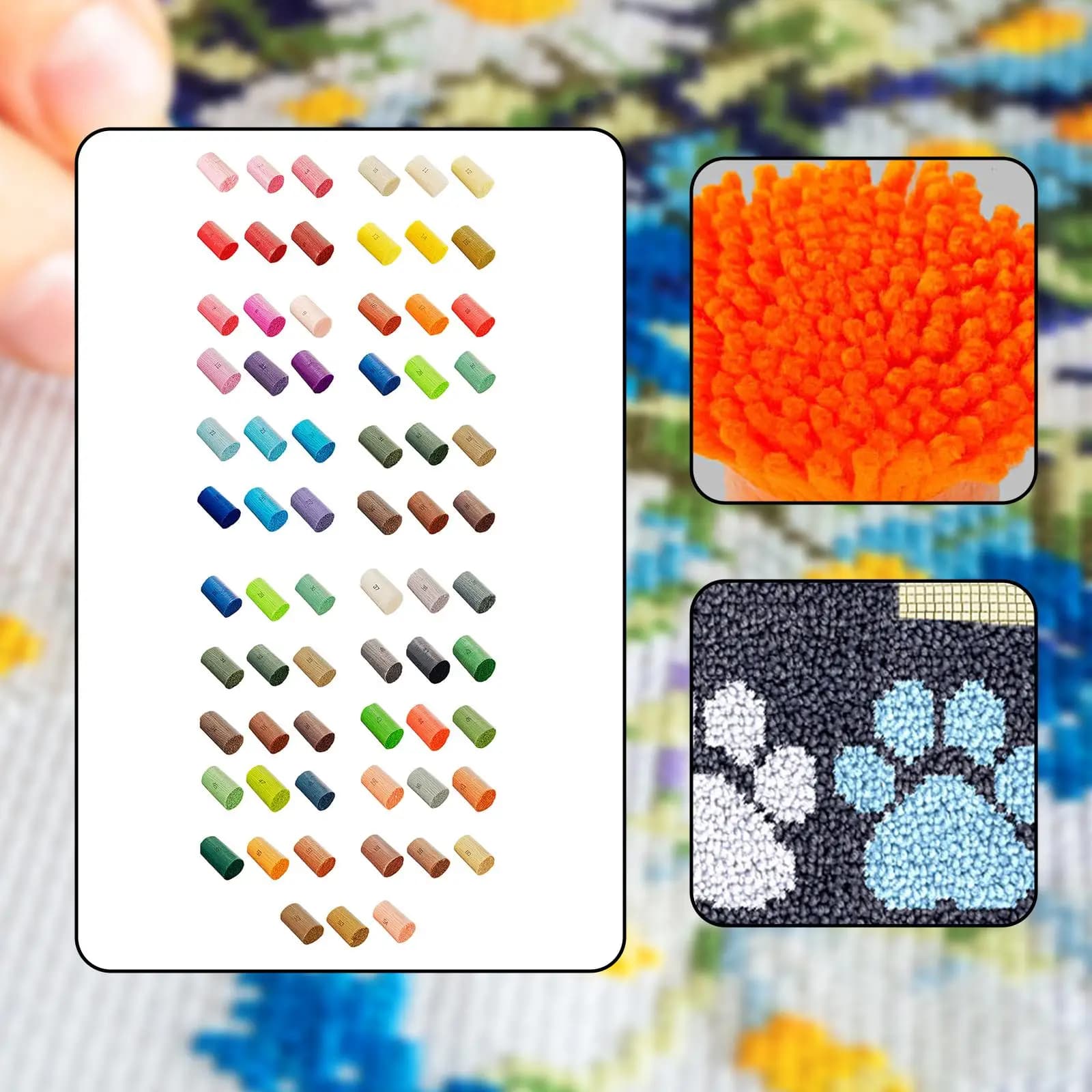 Latch Hook Yarn DIY Kit Acrylic Threads for Beginners Rug Making Crochet Tapestry Cushion Projects