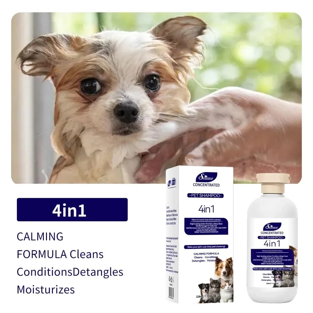 Shampoo lenitivo per toelettatura di animali domestici da 228 ml per pelli sensibili - Formula ipoallergenica per cani e gatti