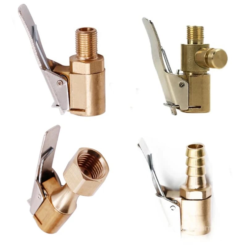 Connettore della valvola della pompa di gonfiaggio del mandrino dell'aria del pneumatico dell'auto Adattatore clip-on Valvola della ruota del pneumatico in ottone da 8 mm per la pompa gonfiabile