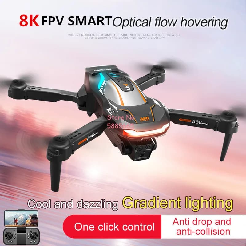 Fotografia aerea 8K Posizionamento del flusso ottico FPV RC Drone 4CH Illuminazione colorata Immagine Segui telecomando Quadcopter Kis Toy