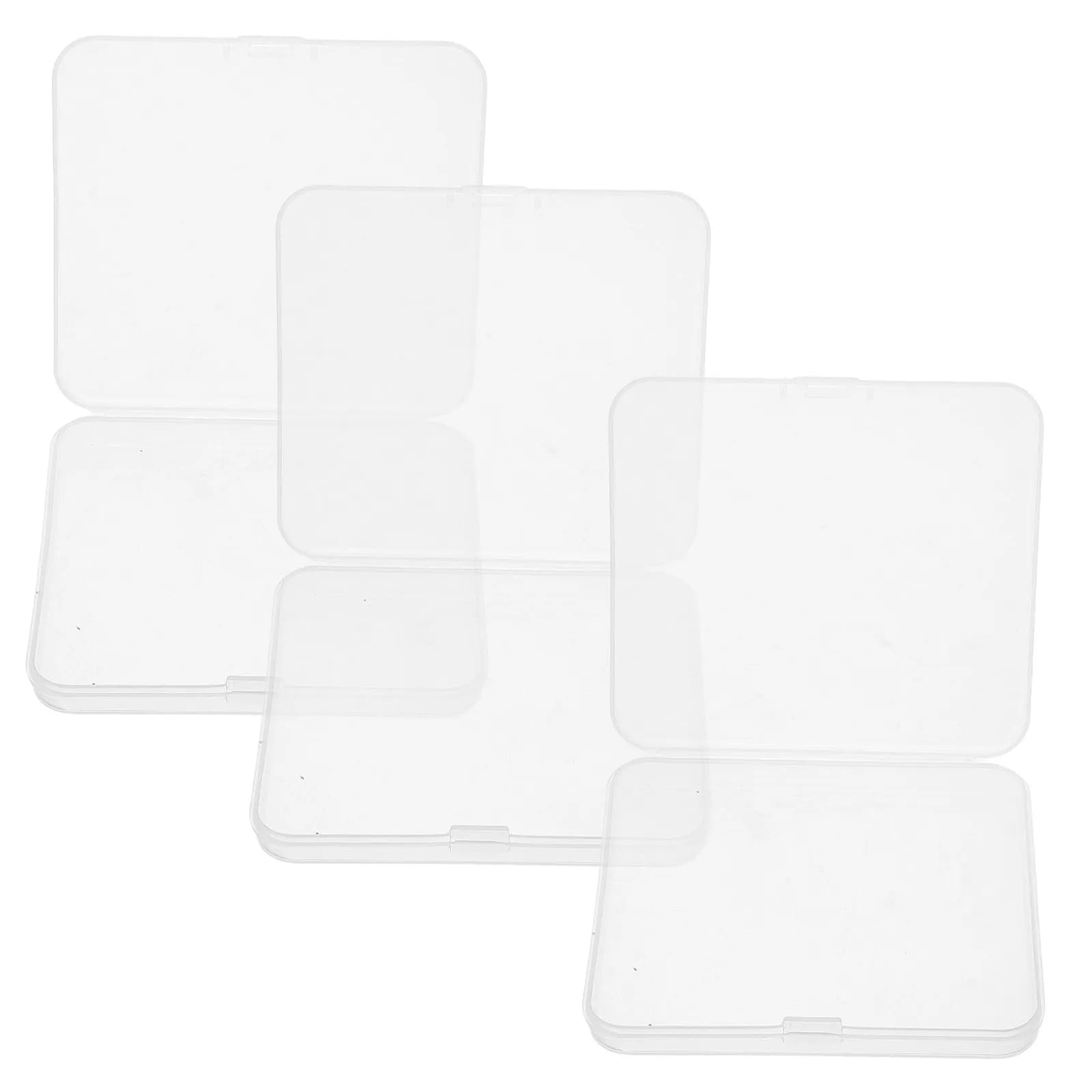 3Pcs False Eyelash Storage Box Transparent Rectangle PP Plastic Compact Organizer for Travel Double Eyelid Tape Holder