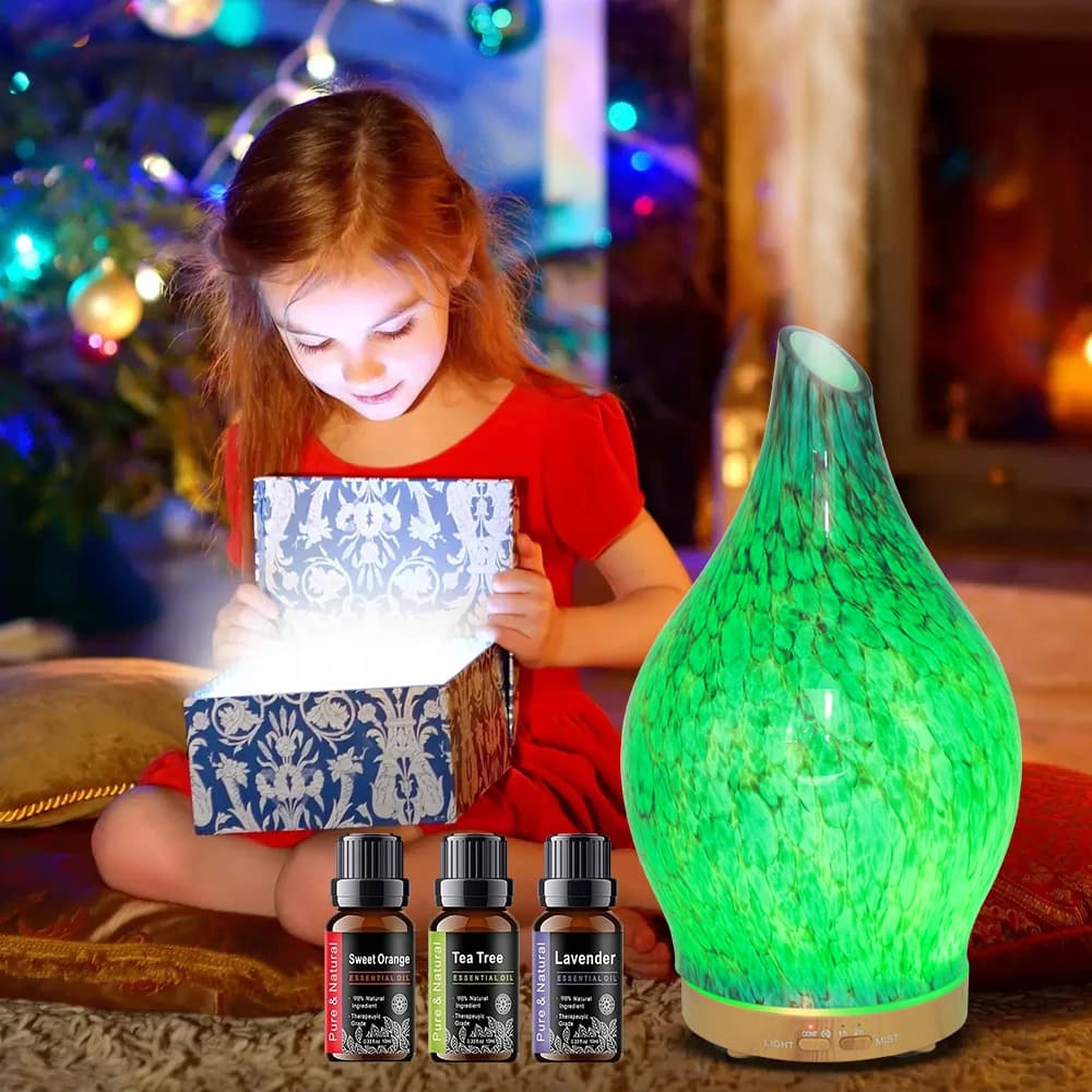 Diffusore ultrasonico da 200 ml con illuminazione a gradiente, timer e 3 oli essenziali