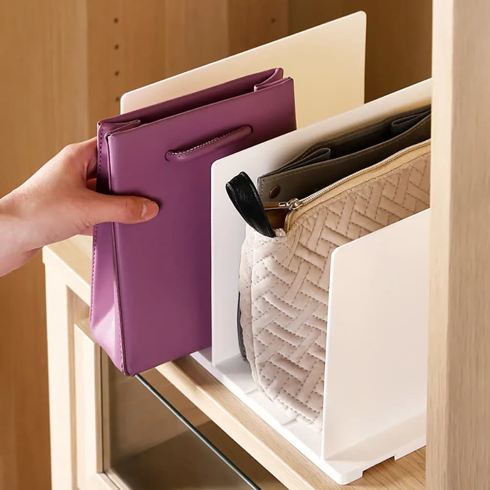 Premium Plastic Shelf Divider Organizer for Closet Pantry Kitchen Bathroom Bookshelf Office Maximize Storage Space Neat
