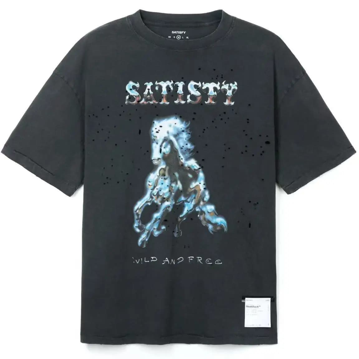 Metallic Texture Black T-Shirt Aged Effect Breathable Short Sleeve Casual Style round Neck Men's Cotton Tee Running Pat...