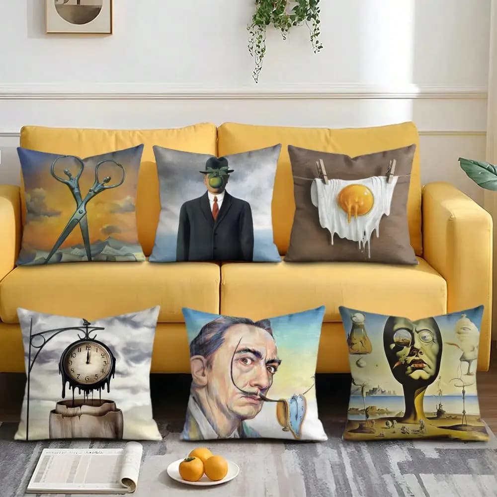 Fodera per cuscino Salvador Dali Pop Art in morbido peluche corto, stampa fronte-retro, decorazione per la casa, lavabile in lavatrice, idea regalo