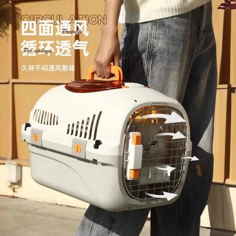 Portable Hard Pet Travel Carrier Box Ventilated Cat Dog Transport Cage Outdoor Handheld Pet Air Crate