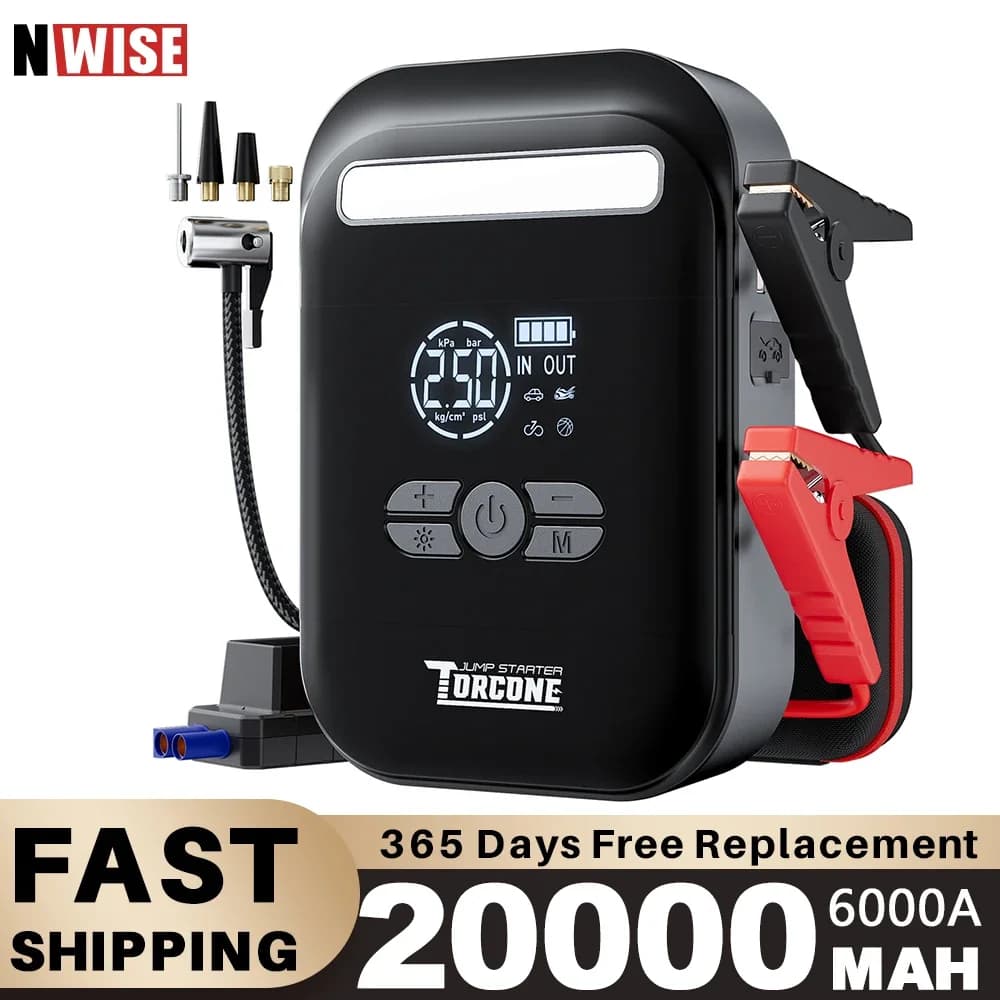 Auto Salto di Avviamento Compressore D'aria 20000mAh Accumulatori E Caricabatterie Di Riserva Batteria Per 12V Auto di Emergenza Booster Dispositivo di Avviamento Pompa di Gonfiaggio Dei Pneumatici